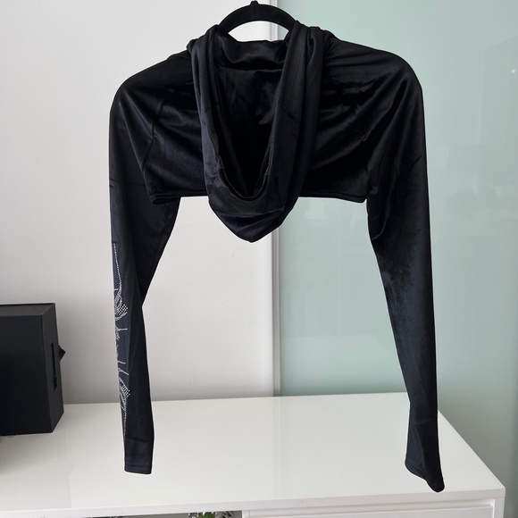 Daily Paper Cropped Velvet Hoodie - Picture 2 of 4